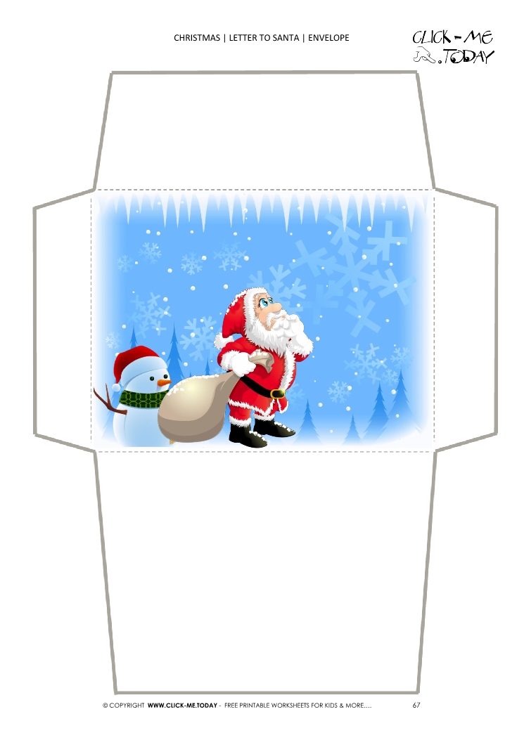 Wonderful envelope to Santa template with snowman 67